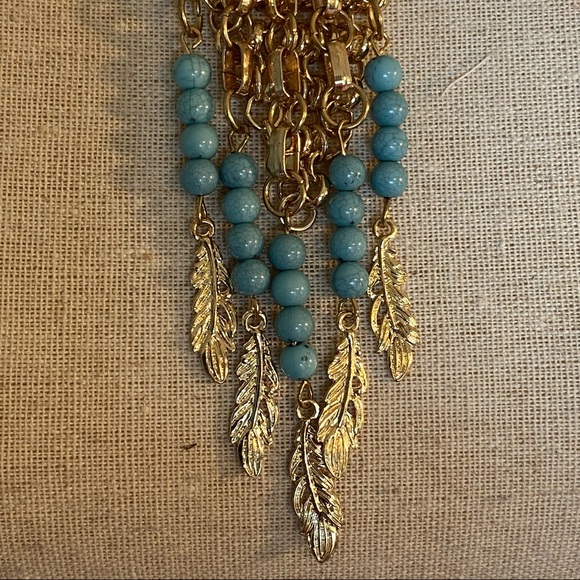 Bebe Gold and Blue Tassle Pendant Necklace NWOT - Picture 7 of 16